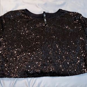 Black Sequin Crop